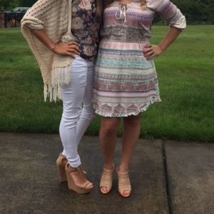 Breckelles Strappy Nude Wedge Heel Sandal - Size 8